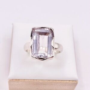 Size 7 Pink Amethyst 925 Sterling Silver Ring